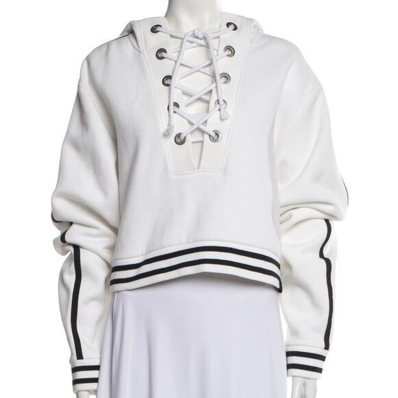 Rising Sun Lace Up Oversize Crop Hoodie XS - Picture 5 of 6